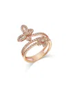 Bloomingdale's Fine Collection Diamond Butterfly & Flower Bypass Ring In 14k Rose Gold, 0.57 Ct. T. W. In Pink