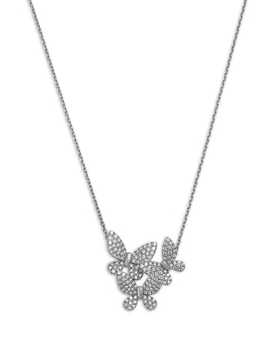 Bloomingdale's Fine Collection Diamond Butterfly Cluster Necklace In 14k White Gold, 0.75 Ct. T. W.