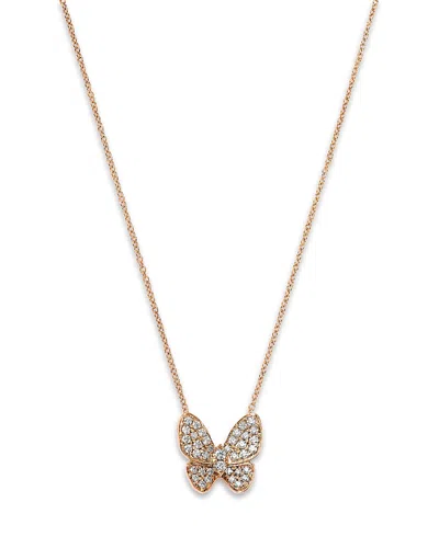 Bloomingdale's Fine Collection Diamond Butterfly Pendant Necklace In 14k Rose Gold, 0.33 Ct. T. W. In Pink