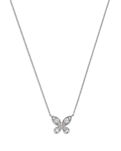 Bloomingdale's Fine Collection Diamond Butterfly Pendant Necklace In 14k White Gold, 0.25 Tcw