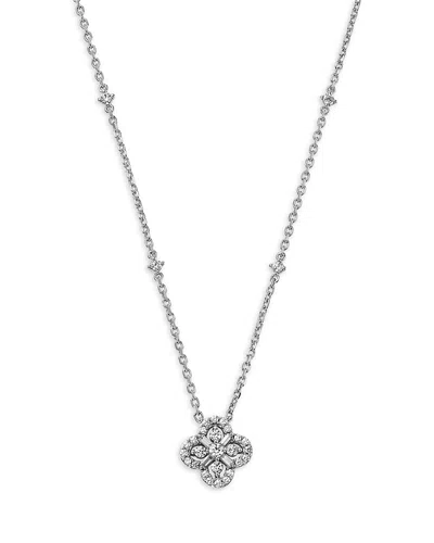 Bloomingdale's Fine Collection Diamond By The Yard Round & Baguette Clover Pendant Necklace In 14k White Gold, 0.5 Tcw