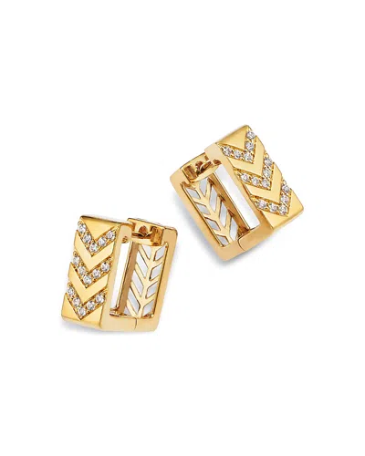 Bloomingdale's Fine Collection Diamond Chevron Square Huggie Hoop Earrings In 14k Yellow Gold, 0.16 Tcw