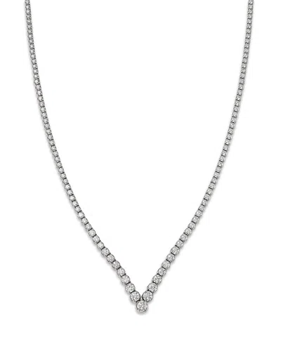 Bloomingdale's Fine Collection Diamond Chevron Tennis Necklace In 14k White Gold, 7.05 Tcw In Silver