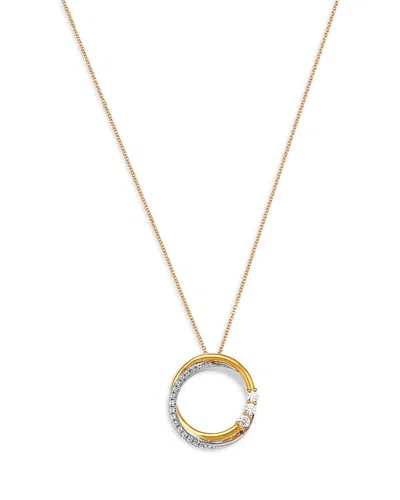 Bloomingdale's Fine Collection Diamond Circle Pendant Necklace In 14k Two Tone Gold, 0.25 Ct. T. W.