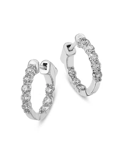 Bloomingdale's Fine Collection Diamond Classic Inside Out Hoops In 14k White Gold, 0.75 Ct. T. W.