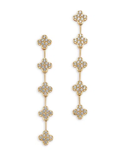 Bloomingdale's Fine Collection Diamond Clover Cluster Linear Drop Earrings In 14k Yellow Gold, 0.50 Tcw