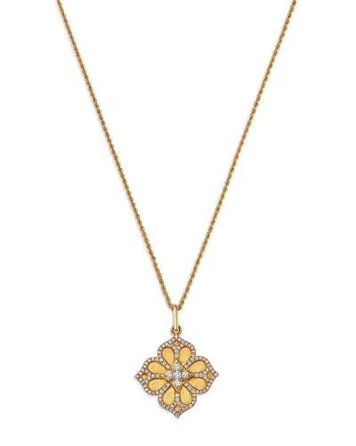 Bloomingdale's Fine Collection Diamond Clover Medallion Pendant Necklace In 14k Yellow Gold, 0.5 Tcw