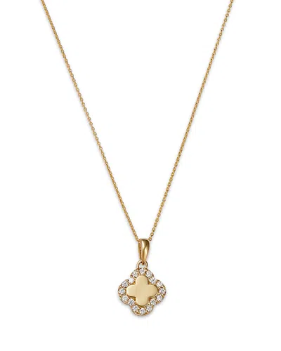 Bloomingdale's Fine Collection Diamond Clover Pendant Necklace In 14k Yellow Gold, 0.15 Ct. T. W.