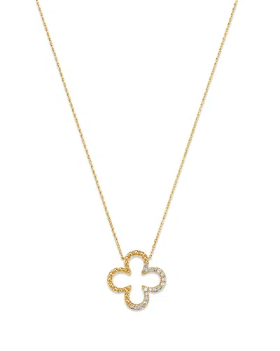 Bloomingdale's Fine Collection Diamond Clover Pendant Necklace In 14k Yellow Gold, 0.2 Tcw