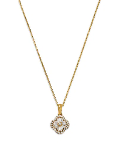 Bloomingdale's Fine Collection Diamond Clover Pendant Necklace In 14k Yellow Gold, 0.25 Tcw In Burgundy