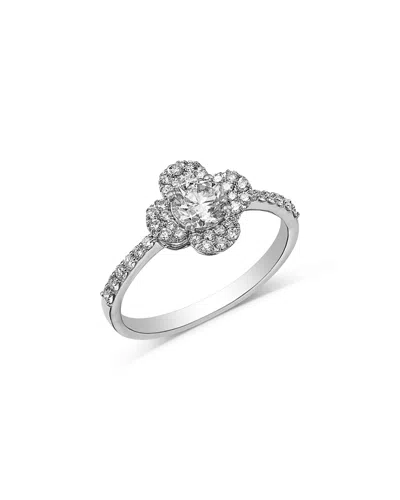 Bloomingdale's Fine Collection Diamond Clover Ring In 14k White Gold, 0.84 Tcw