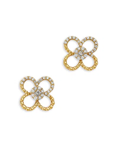 Bloomingdale's Fine Collection Diamond Clover Silhouette Stud Earrings In 14k Yellow Gold, 0.20 Tcw