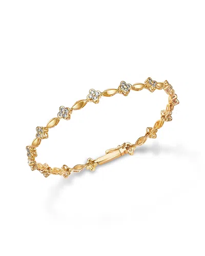 Bloomingdale's Fine Collection Diamond Clover Station Bracelet In 14k Yellow Gold, 1.0 Tcw