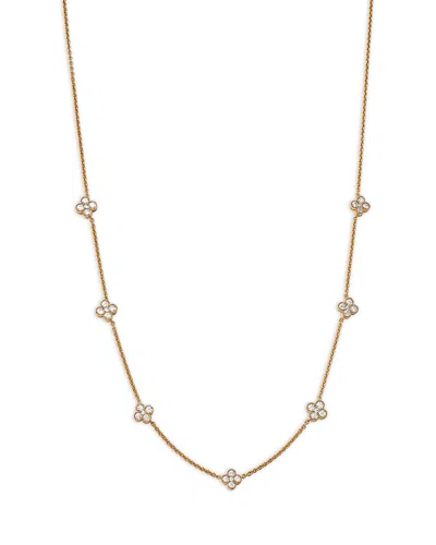 Bloomingdale's Fine Collection Diamond Clover Station Necklace In 14k Yellow Gold, 1.1 Tcw