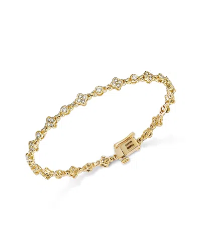 Bloomingdale's Fine Collection Diamond Clover Station Tennis Bracelet In 14k Yellow Gold, 1.0 Ct. T. W.