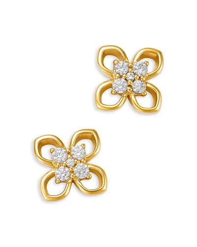 Bloomingdale's Fine Collection Diamond Clover Stud Earrings In 14k Yellow Gold, 0.33 Ct. T. W.