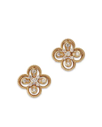 Bloomingdale's Fine Collection Diamond Clover Stud Earrings In 14k Yellow Gold, 0.37 Ct. T. W.