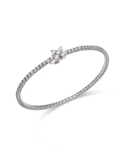 Bloomingdale's Fine Collection Diamond Clover Tennis Bracelet In 14k White Gold, 2.0 Tcw