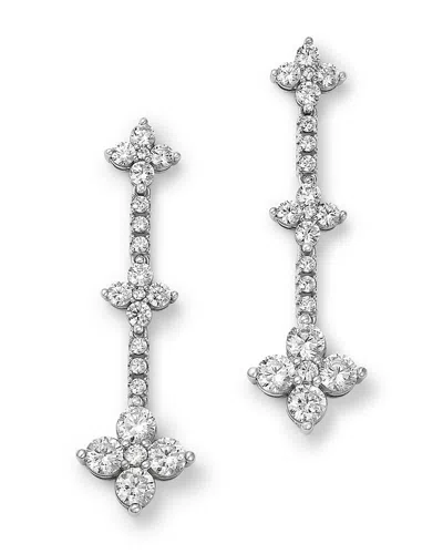 Bloomingdale's Fine Collection Diamond Clover Triple Drop Earrings In 14k White Gold, 2.0 Tcw