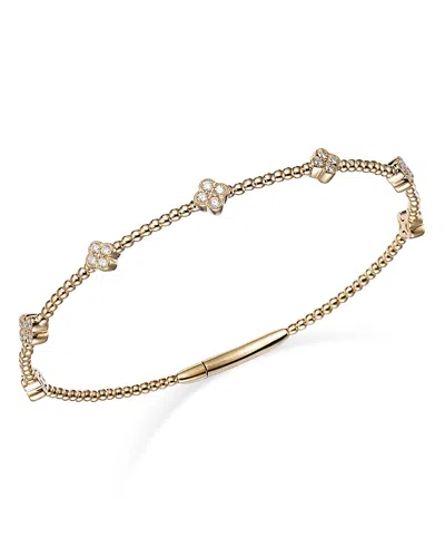Bloomingdale's Fine Collection Diamond Cluster Beaded Bangle Bracelet In 14k Yellow Gold, 0.40 Tcw In Brown
