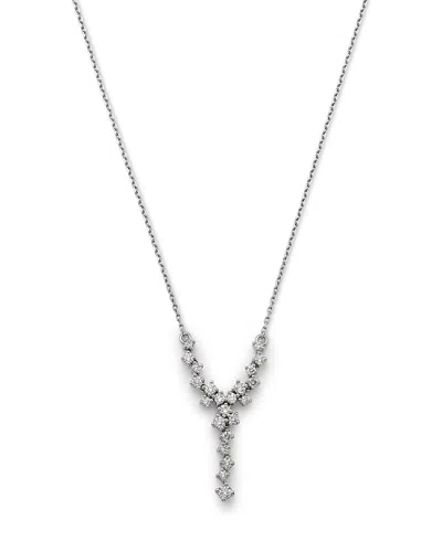 Bloomingdale's Fine Collection Diamond Cluster Lariat Necklace In 14k White Gold, 0.50 Tcw