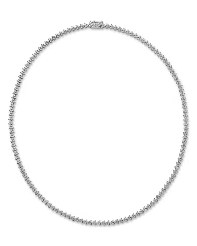 Bloomingdale's Fine Collection Diamond Cluster Tennis Necklace In 14k White Gold, 5.0 Tcw In Silver