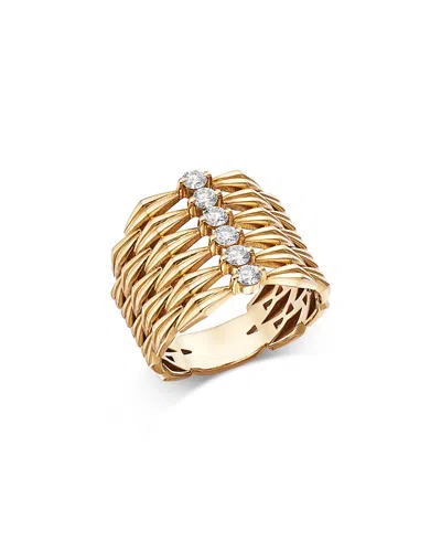 Bloomingdale's Fine Collection Diamond Column Multirow Statement Ring In 14k Yellow Gold, 0.4 Tcw