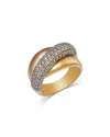 Bloomingdale's Fine Collection Diamond Cross-over Ring In 14k Rose, Yellow & White Gold, 1.49 Ct. T. W. In Multi