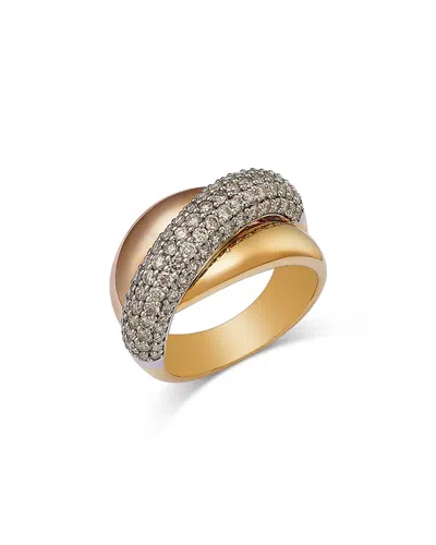 Bloomingdale's Fine Collection Diamond Cross-over Ring In 14k Rose, Yellow & White Gold, 1.49 Ct. T. W. In Multi