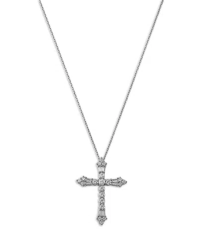 Bloomingdale's Fine Collection Diamond Cross Pendant Necklace In 14k White Gold, 1.0 Ct. T. W.