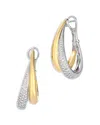 Bloomingdale's Fine Collection Diamond Crossover Medium Hoop Earrings In 14k Yellow & White Gold, 0.48 Ct. T. W. In White/gold