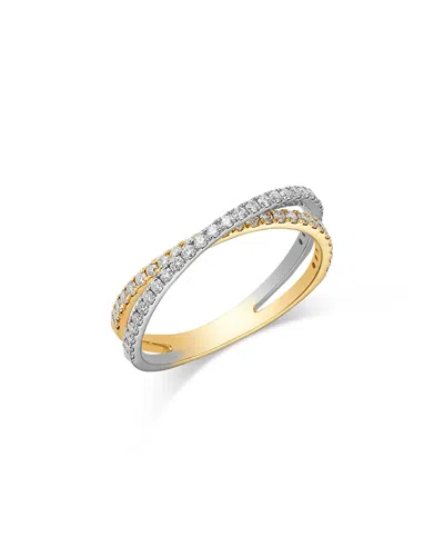 Bloomingdale's Fine Collection Diamond Crossover Ring In 14k White & Yellow Gold, 0.40 Tcw In Multi