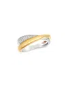 Bloomingdale's Fine Collection Diamond Crossover Ring In 14k Yellow & White Gold, 0.20 Ct. T. W. In Gold/white