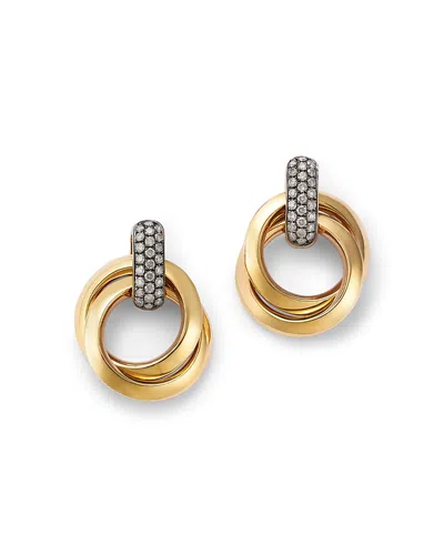 Bloomingdale's Fine Collection Diamond Double Circle Earrings In 14k Yellow Gold, 0.42 Ct. T. W. In Brown/gold