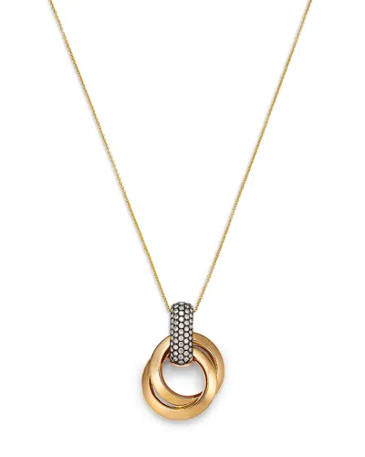 Bloomingdale's Fine Collection Diamond Double Circle Necklace In 14k Yellow Gold, 0.45 Ct. T. W. In Brown/gold