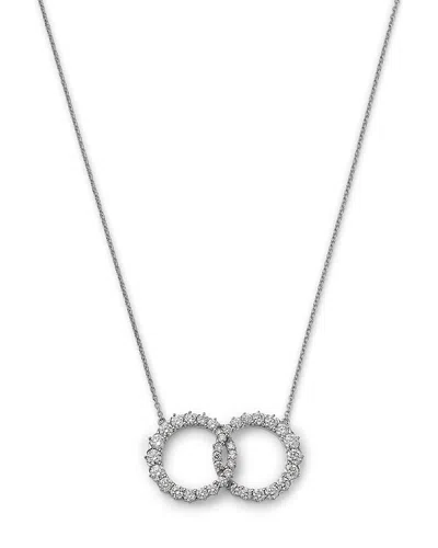 Bloomingdale's Fine Collection Diamond Double Circle Pendant Necklace In 14k White Gold, 1.0 Tcw In Metallic