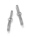 Bloomingdale's Fine Collection Diamond Double Row Drop Hoop Earrings In 14k White Gold, 1.00 Ct. T. W. In White
