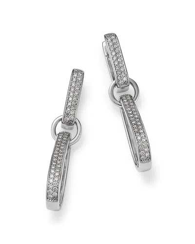 Bloomingdale's Fine Collection Diamond Double Row Drop Hoop Earrings In 14k White Gold, 1.00 Ct. T. W.