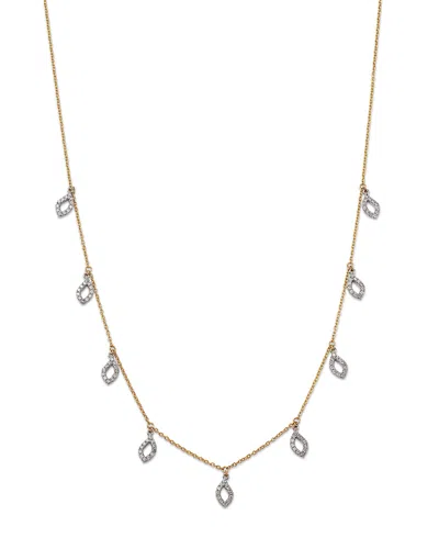 Bloomingdale's Fine Collection Diamond Droplet Station Necklace In 14k White & Yellow Gold, 0.82 Ct. T. W.
