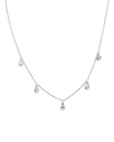 Bloomingdale's Fine Collection Diamond Droplet Station Necklace In 14k White Gold, 0.30 Tcw In Silver