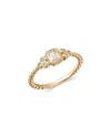 Bloomingdale's Fine Collection Diamond Emerald Cut & Round Bezel Ring In 14k Yellow Gold, 0.28 Ct. T. W.
