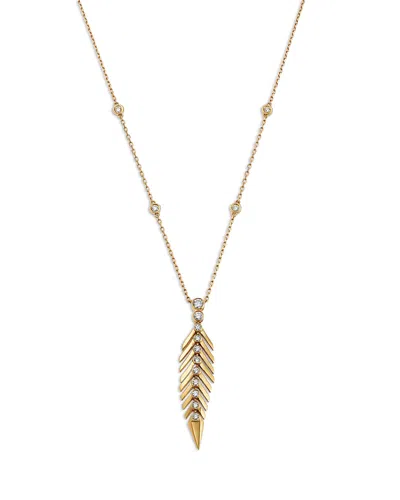 Bloomingdale's Fine Collection Diamond Feather Pendant Necklace In 14k Yellow Gold, 0.49 Ct. T. W.