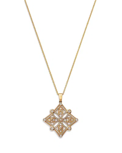 Bloomingdale's Fine Collection Diamond Filigree Geometric Pendant Necklace In 14k Yellow Gold, 0.50 Tcw