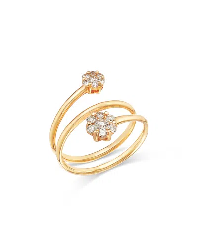 Bloomingdale's Fine Collection Diamond Fine Collection Diamond Floral Cluster Spiral Ring In 14k Yellow Gold, 0.46 Ct. T. W.