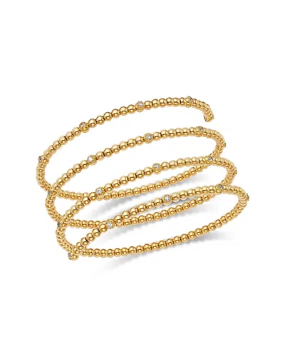 Bloomingdale's Fine Collection Diamond Flexible Bypass Wrap Bracelet In Beaded 14k Yellow Gold, 0.5 Tcw