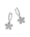 Bloomingdale's Fine Collection Diamond Flower Charm Dangle Hoop Earrings In 14k White Gold, 0.75 Tcw In Gold