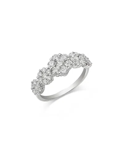 Bloomingdale's Fine Collection Diamond Flower Cluster Ring In 18k White Gold, 1.3 Tcw In Metallic