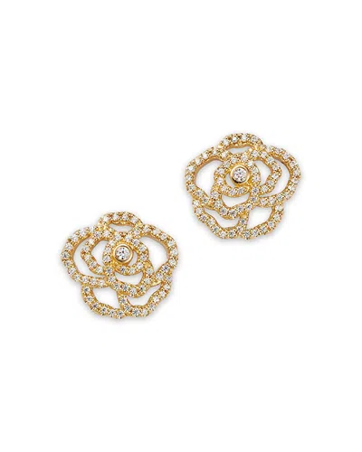 Bloomingdale's Fine Collection Diamond Flower Earrings In 14k Yellow Gold, 0.50 Ct. T. W.