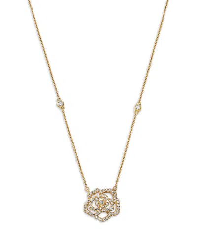 Bloomingdale's Fine Collection Diamond Flower Necklace In 14k Yellow Gold, 0.50 Ct. T. W.