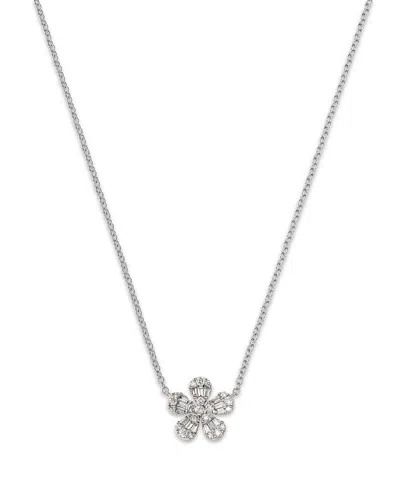 Bloomingdale's Fine Collection Diamond Flower Pendant Necklace In 14k White Gold, 0.28 Ct. T. W.